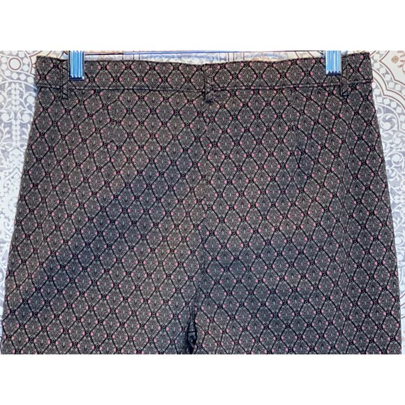 Allison Daley Petite 6P Women's Black & Pink Patterned Trousers - Picture 6 of 11